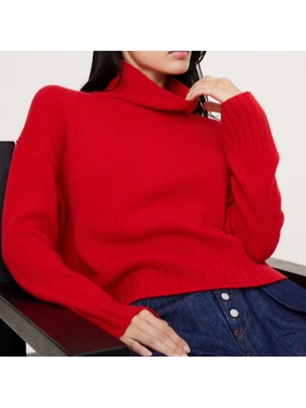 Banana Republic 100% Cashmere Red Sunset Oversized Turtleneck Sweater Sz Medium